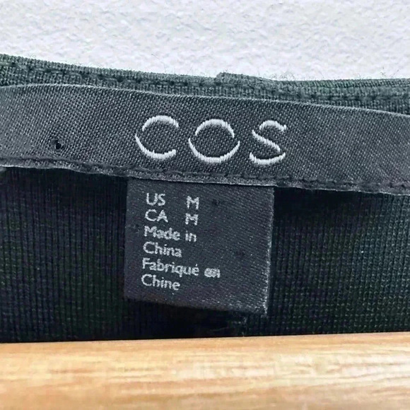 COS Wool Cotton Blend A-Line Long Sleeve Shift Jersey Dress Wool Panel Green M - Picture 10 of 16